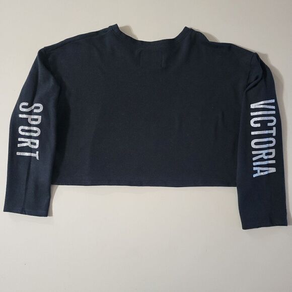 Victoria's Secret Black Crewneck Long Sleeve Cropped Sweatshirt - Picture 16 of 16